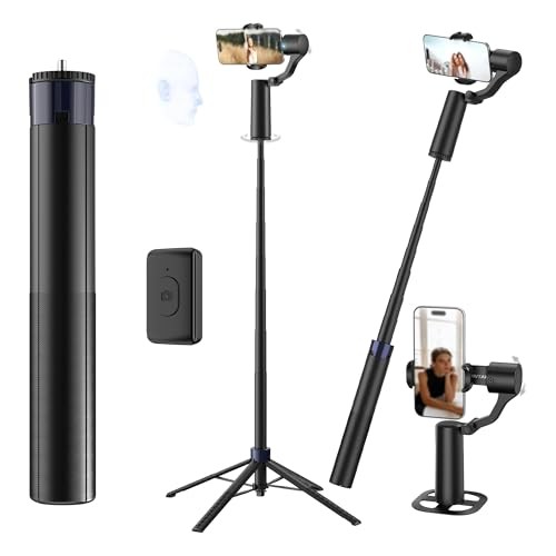 70in Dual Axis Auto Face Tracking Tripod, 360° Horizontal & 130° Vertical