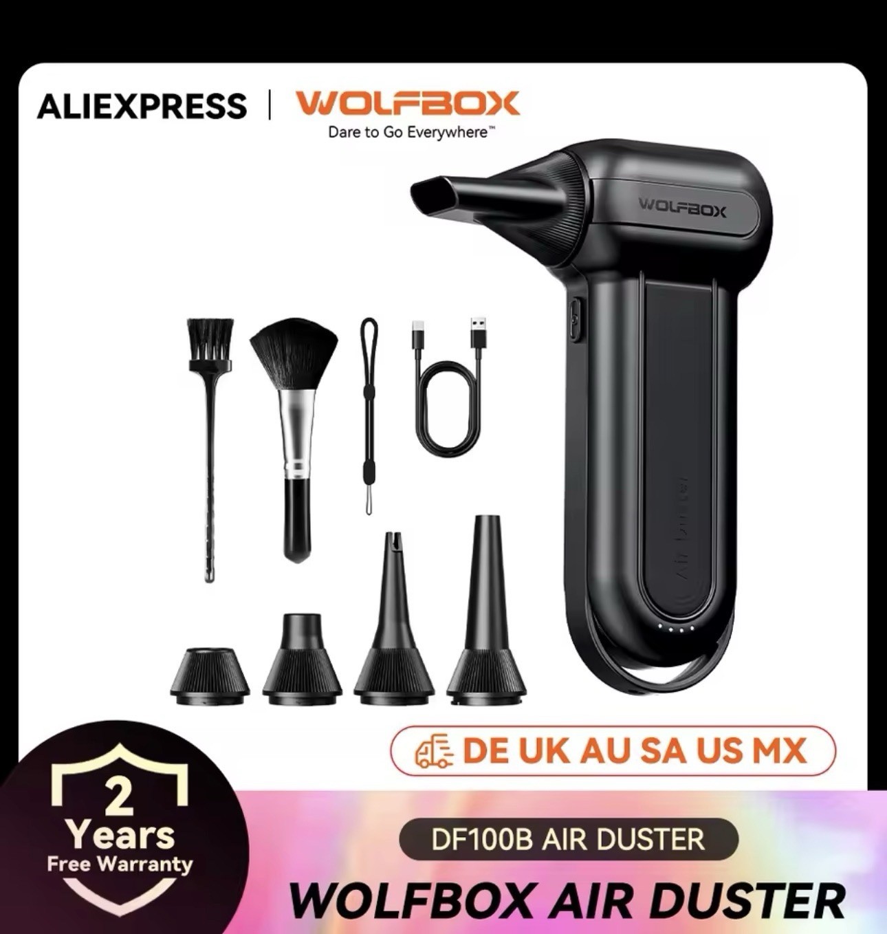 WOLFBOX Dust Free-100B Air Duster Turbofan 150000RPM Rechargeable Kit