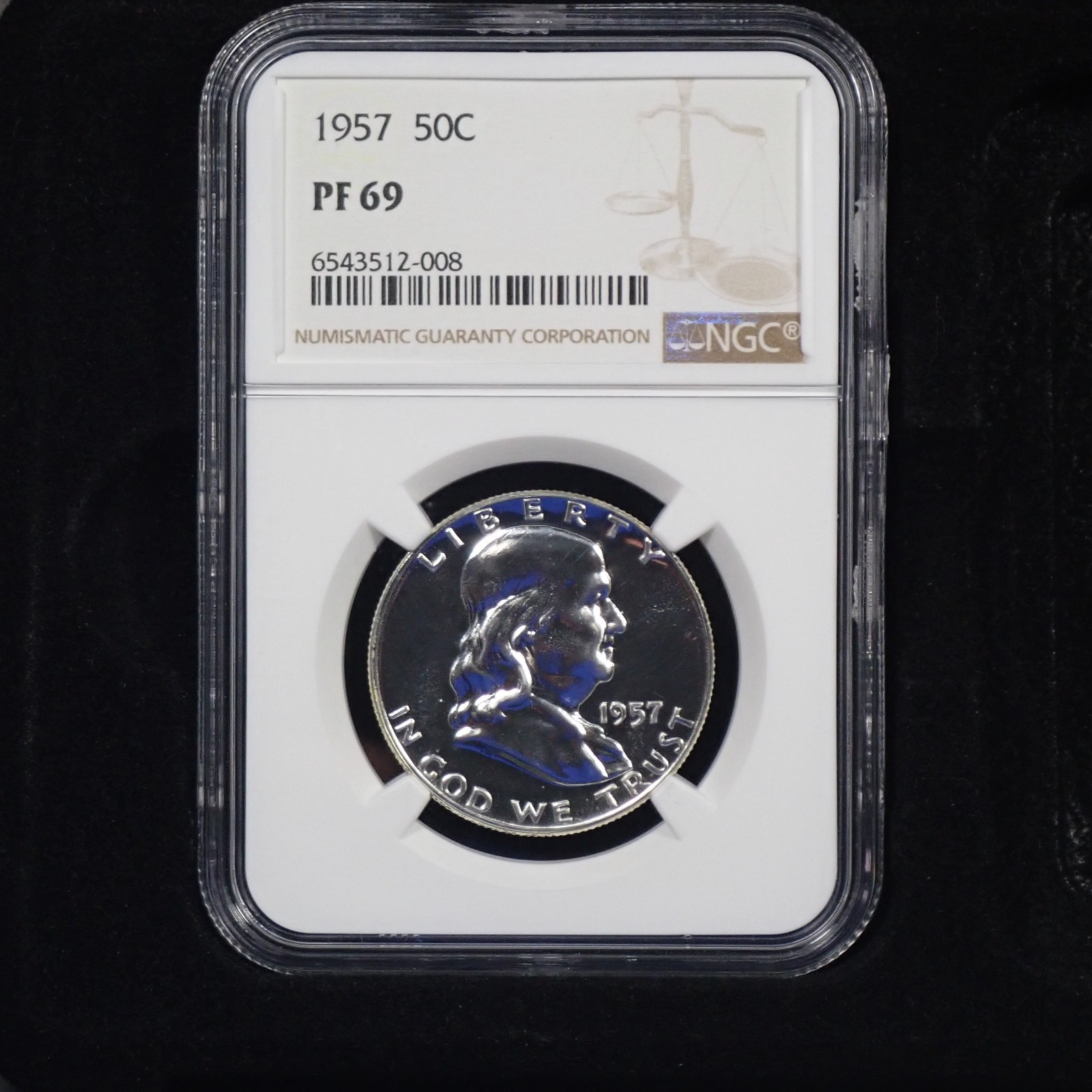 1957 Franklin Half Dollar Proof Silver NGC Graded PF 69