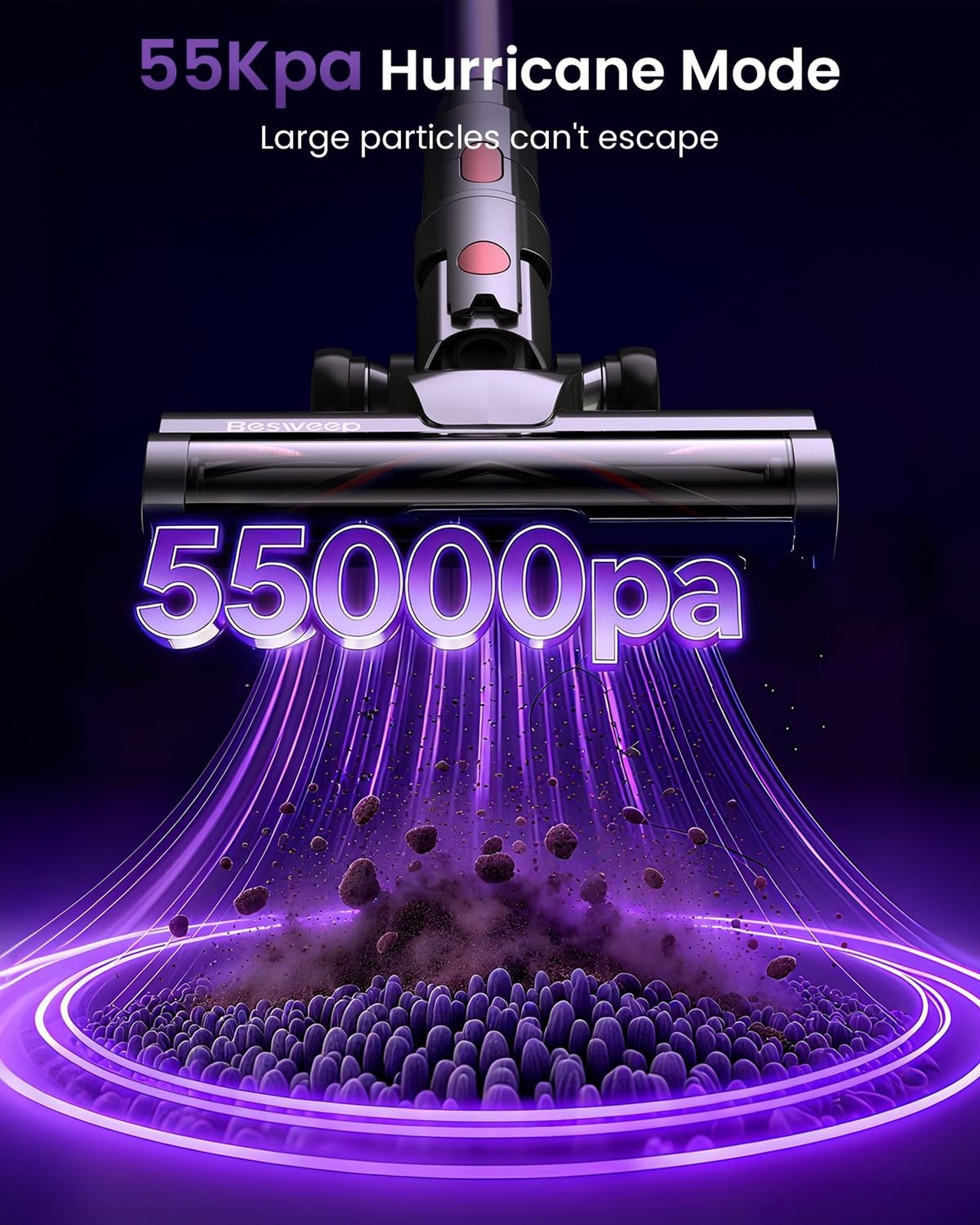 Cordless Vacuum Cleaner 55Kpa/650W/70Mins,1.8L Self Standing Stick Vacuum,Upg...