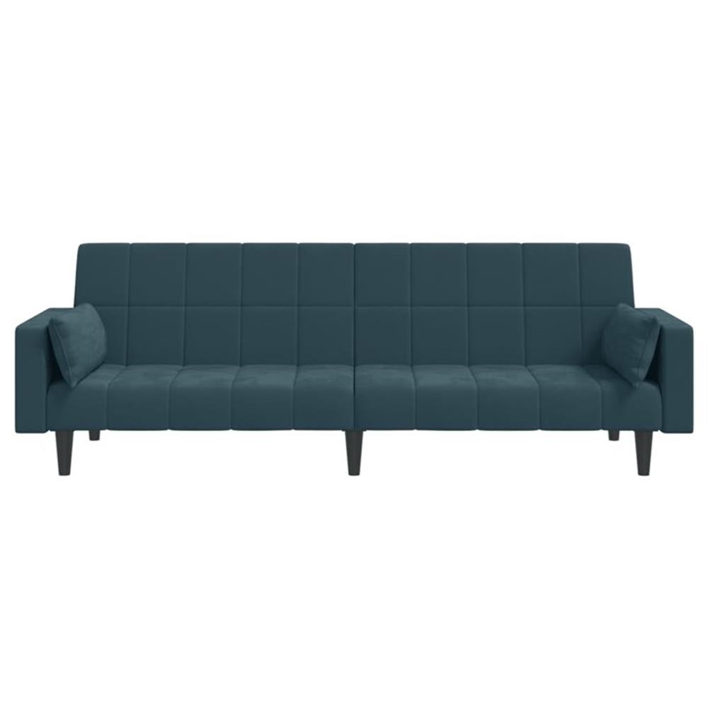 Bowery Hill Contemporary 2-Seater Sofa Bed in Blue Polyester Velvet