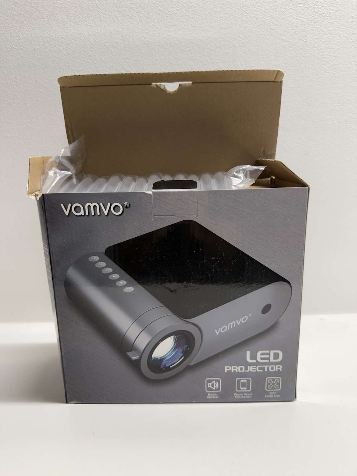 Vamvo LED Desktop Projector Black w/ Remote, Power Adapter & USB Cable