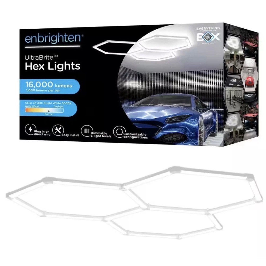 Enbrighten UltraBrite Hex Lights 16 pk 16000 Lumens LED Garage System Dimmable