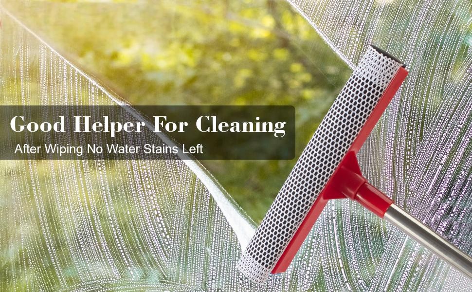 Professional Standard Window Squeegee,2-in-1 Window Cleaner Sponge and Soft