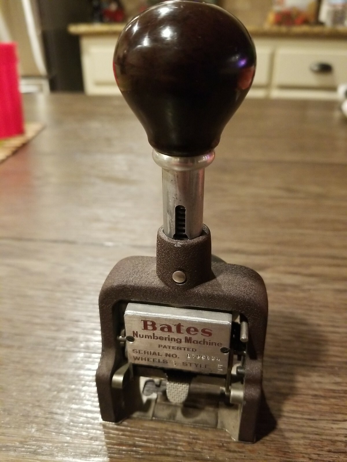 Bates Vintage Numbering Machine Stamper 6 Wheel Style E