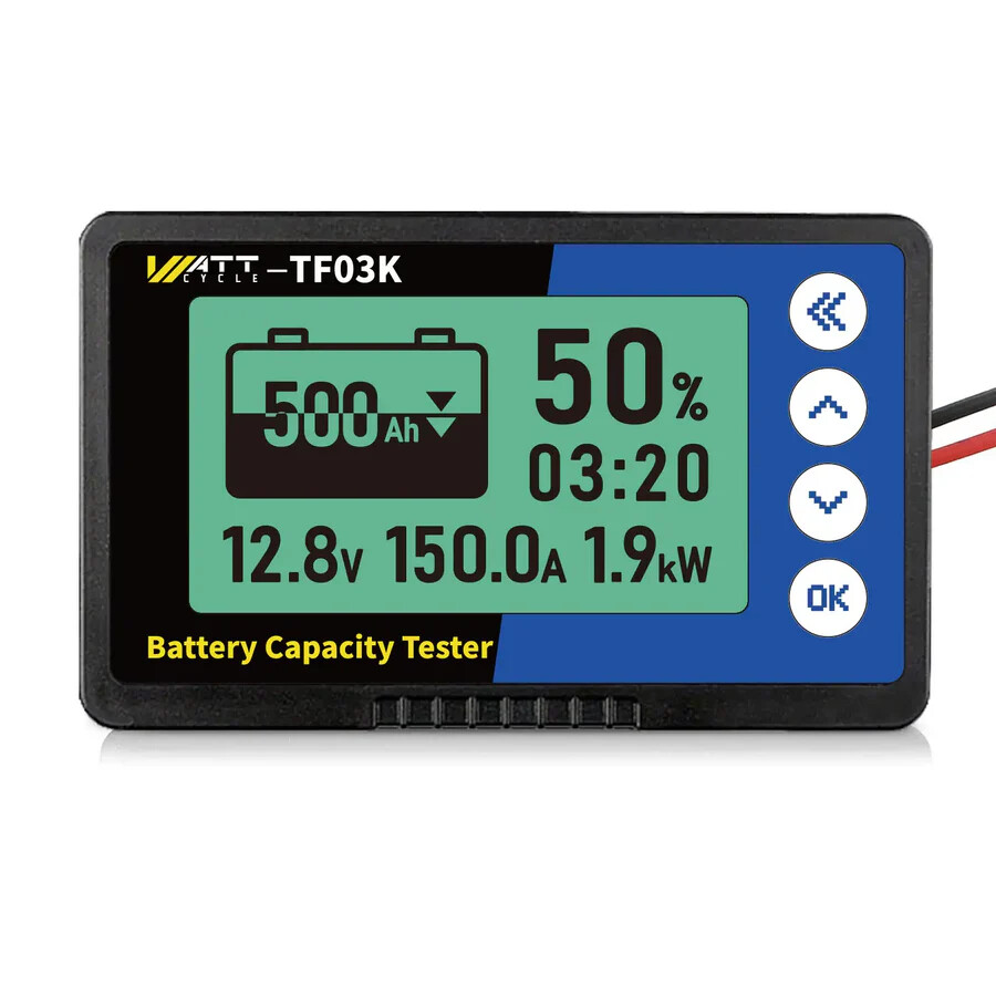 WattCycle 500A LCD Battery Monitor Shunt For LiFePO4 Battery 12V 24V 36V 48V 60V