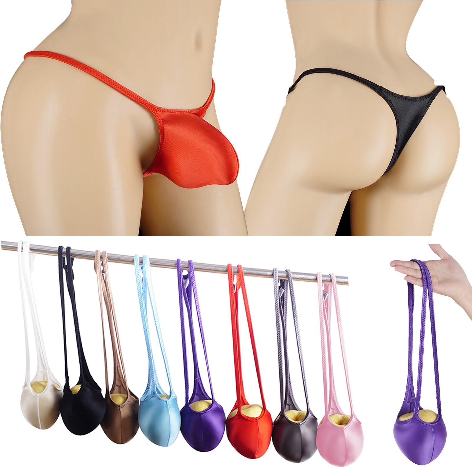 Men Sexy Oil Glossy Underwear Thongs Panties Low Waist G-Strings Briefs Lingerie
