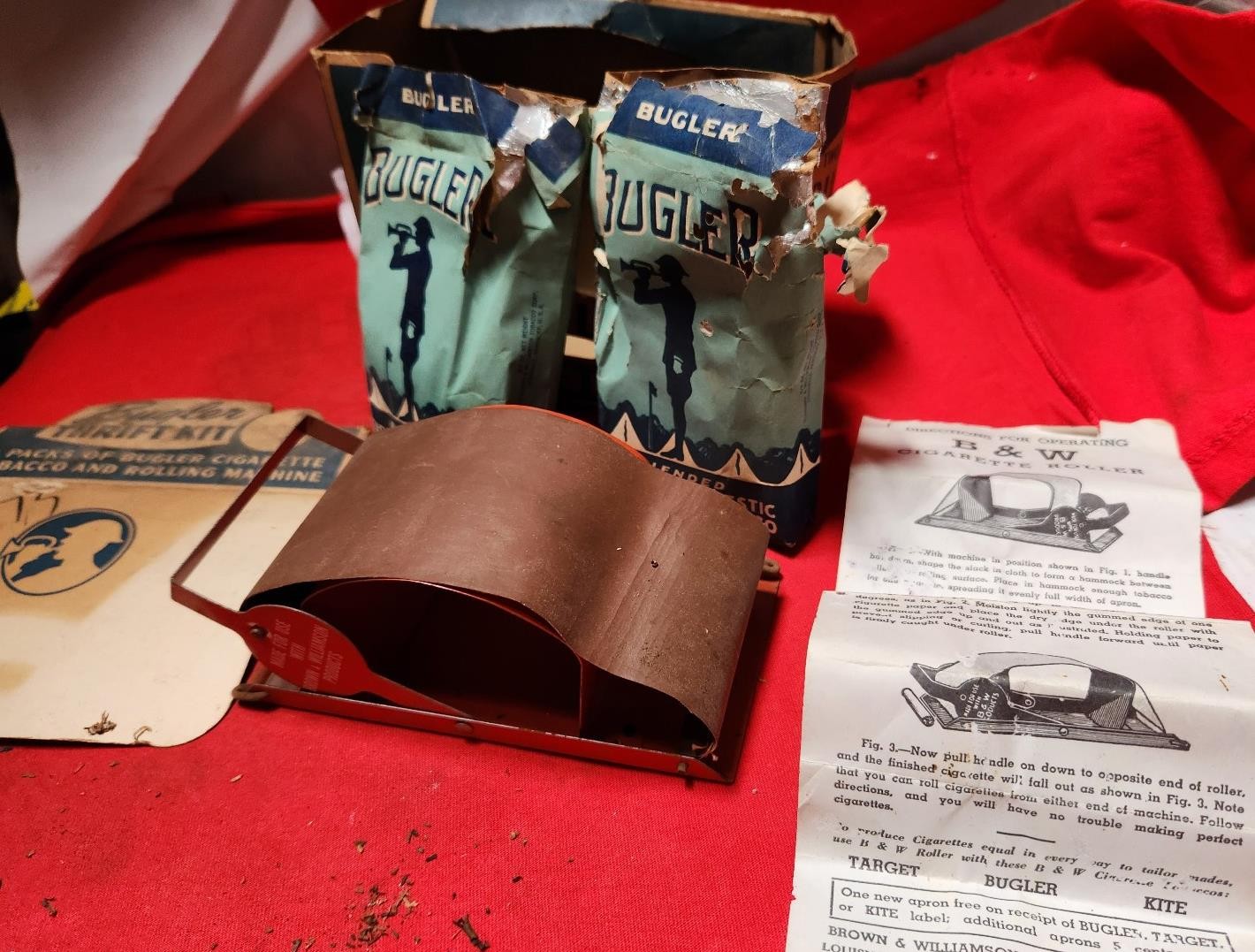 Vintage Bugler Thrift Kit Cigarette Rolling Machine Box instruction 8w6