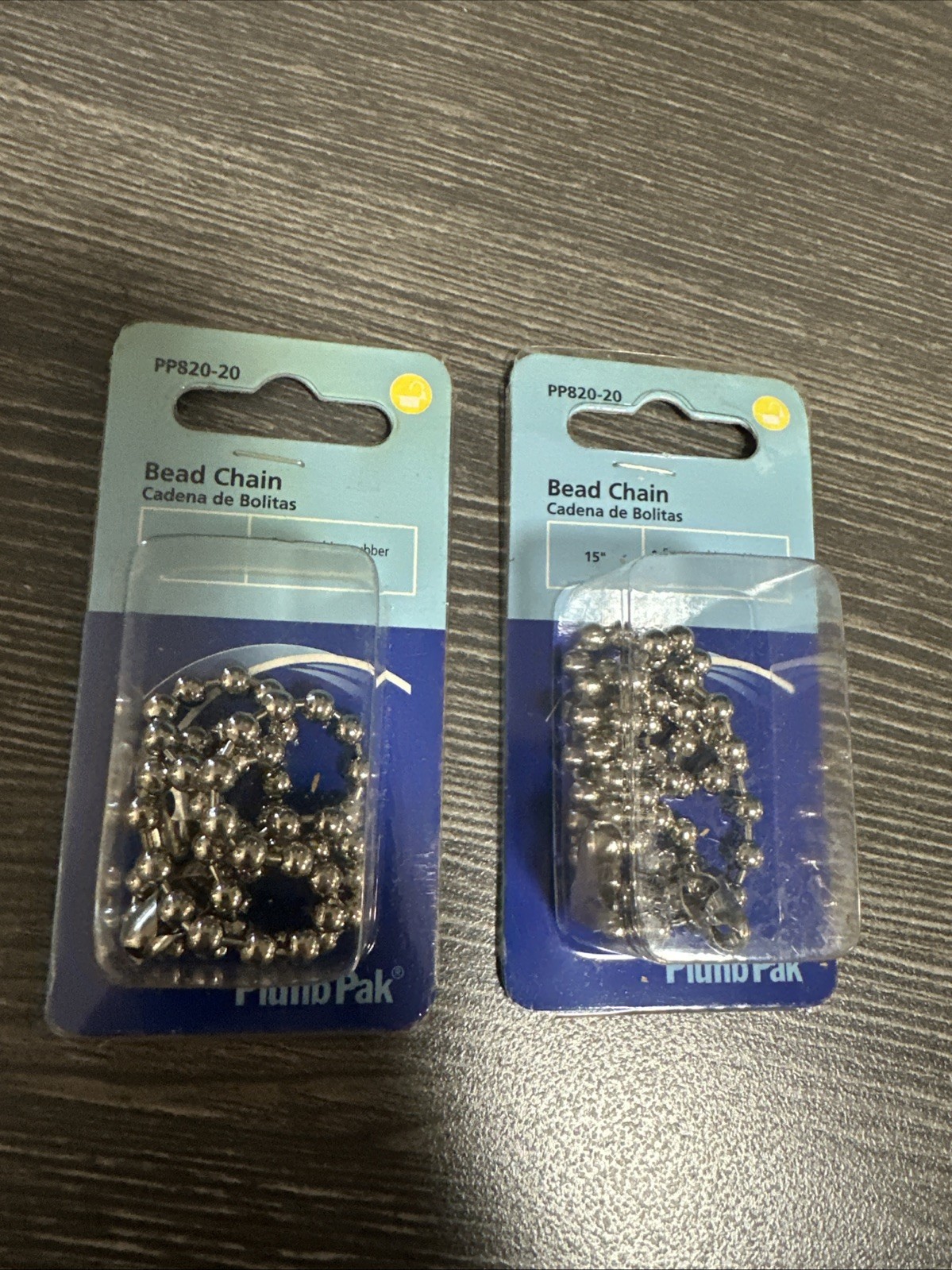 PP820-20 Polished Chrome Stopper Beaded Chain 15” for Sink Lot Of 2 NOS