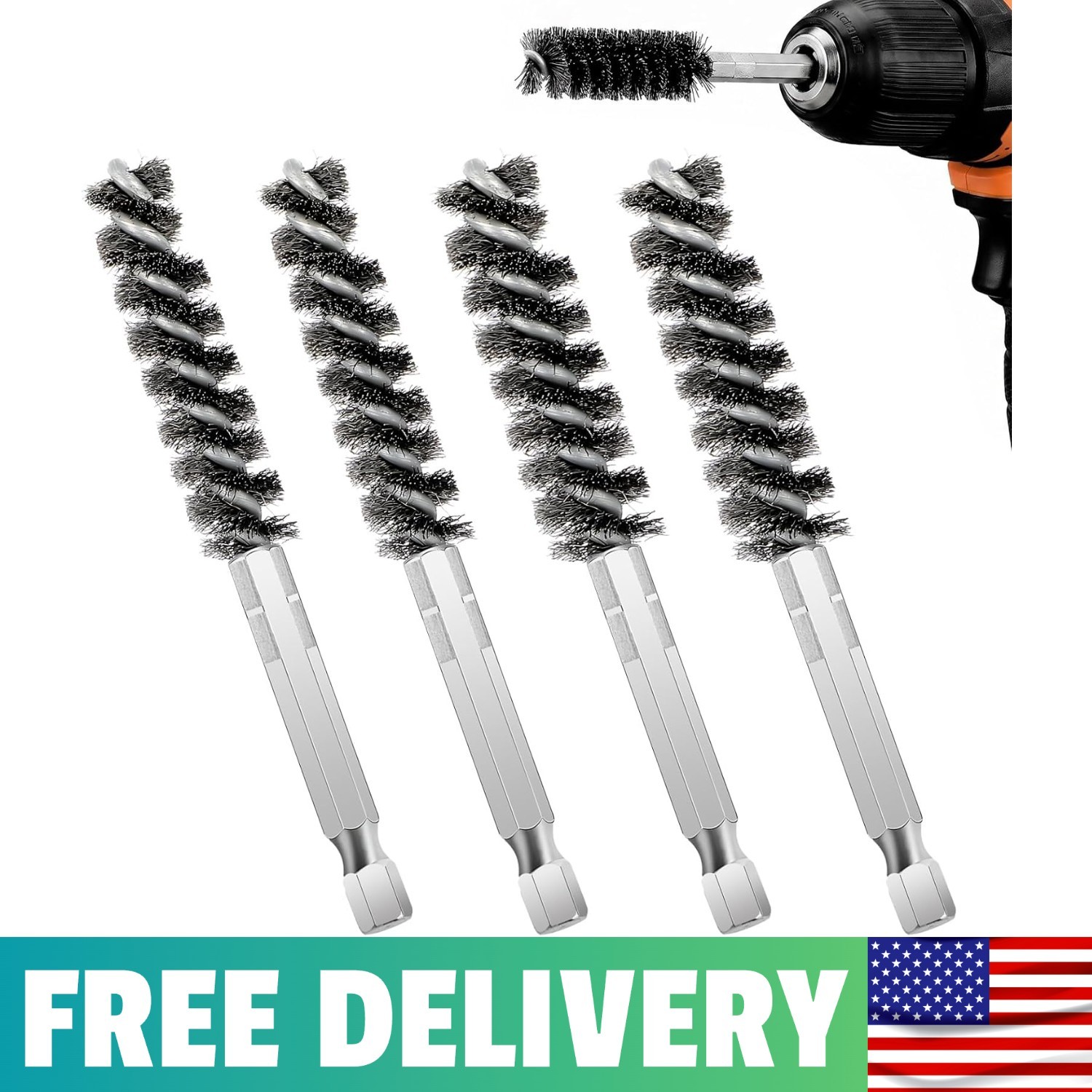 4 Pack Golf Club Hosel Brush, Stainless Steel Wire Brush Cleaning Tool With Hex
