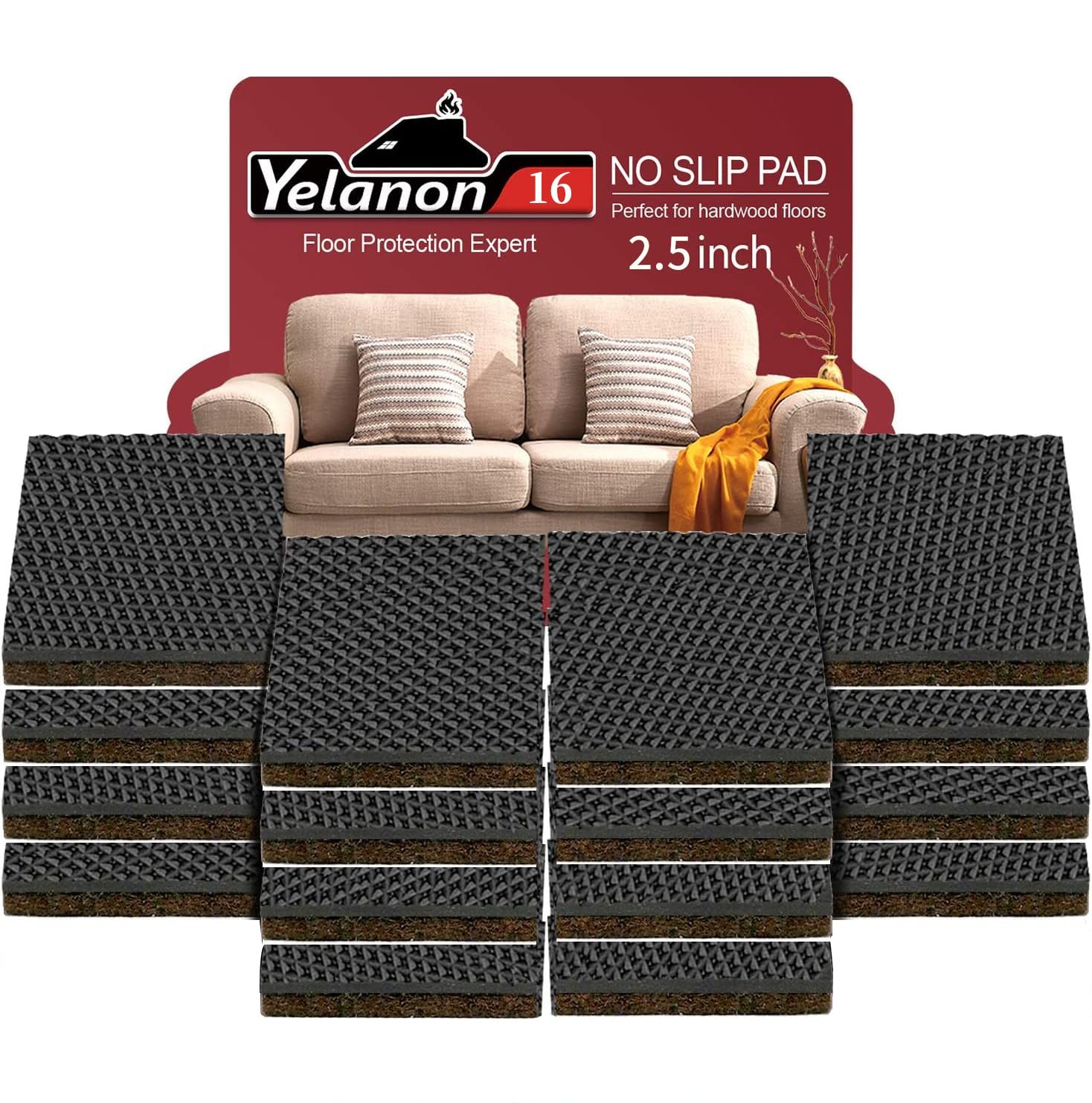 Non Slip Furniture Pads -16pcs 2.5" Grippers Hardwood Floors Non Skid for Fur...