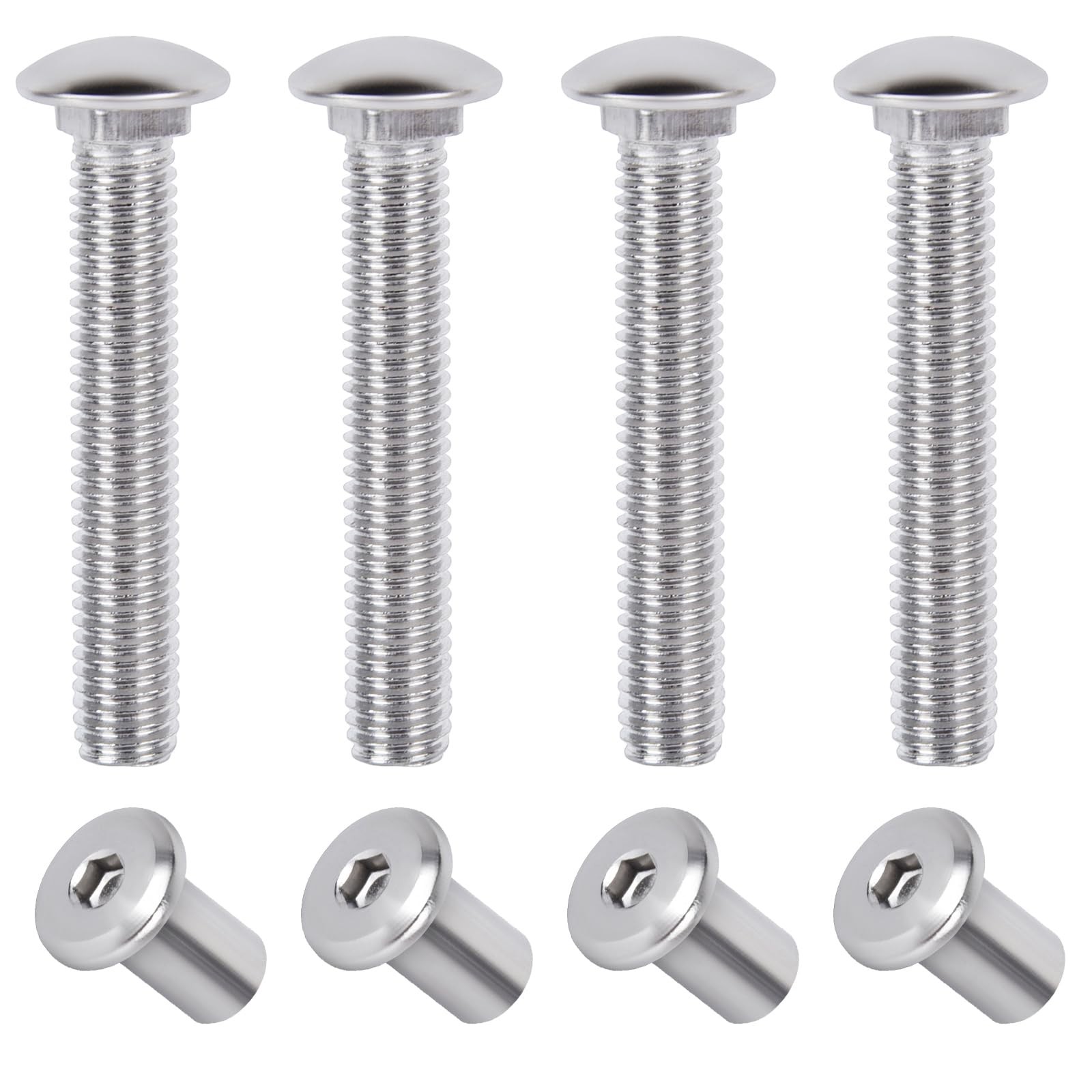 4 Pcs Trailer Hasp Bolt Kit for Cam Action Hasp, sliver