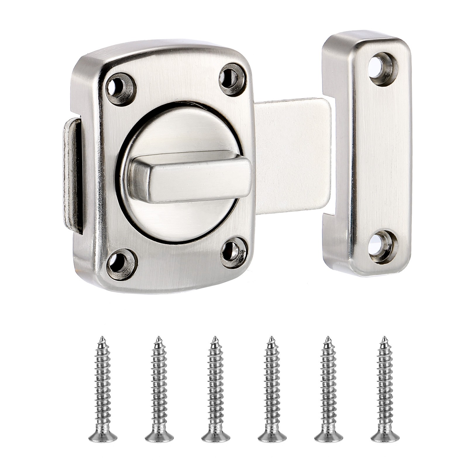 Rotary Bolt Latch 180 Degree Switch Barn Door Safety Inside Lock Silver