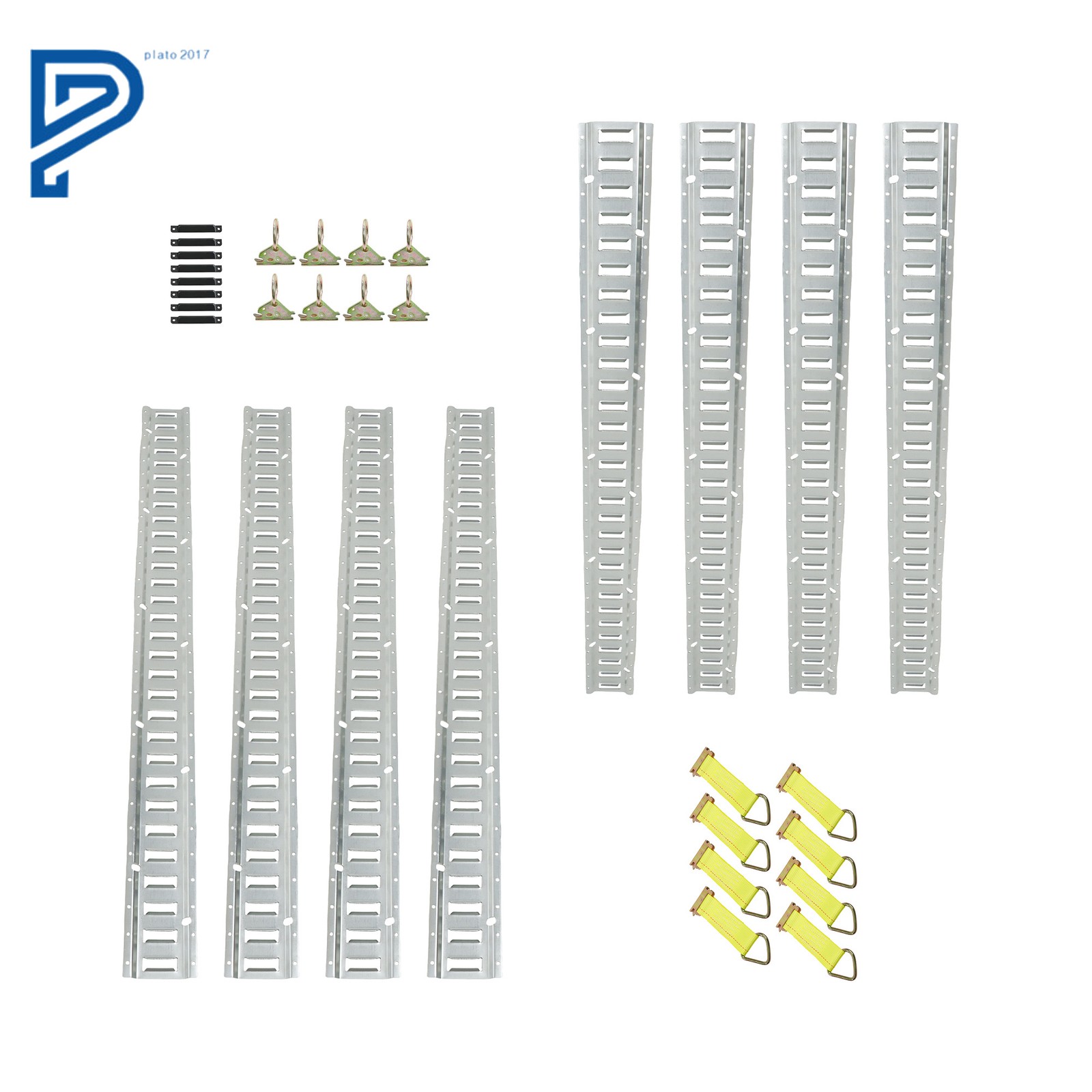 32PCS 5FT E-Tracks Set 8 Steel Rails 8x D-Ring 8x O Rings 8x End Caps