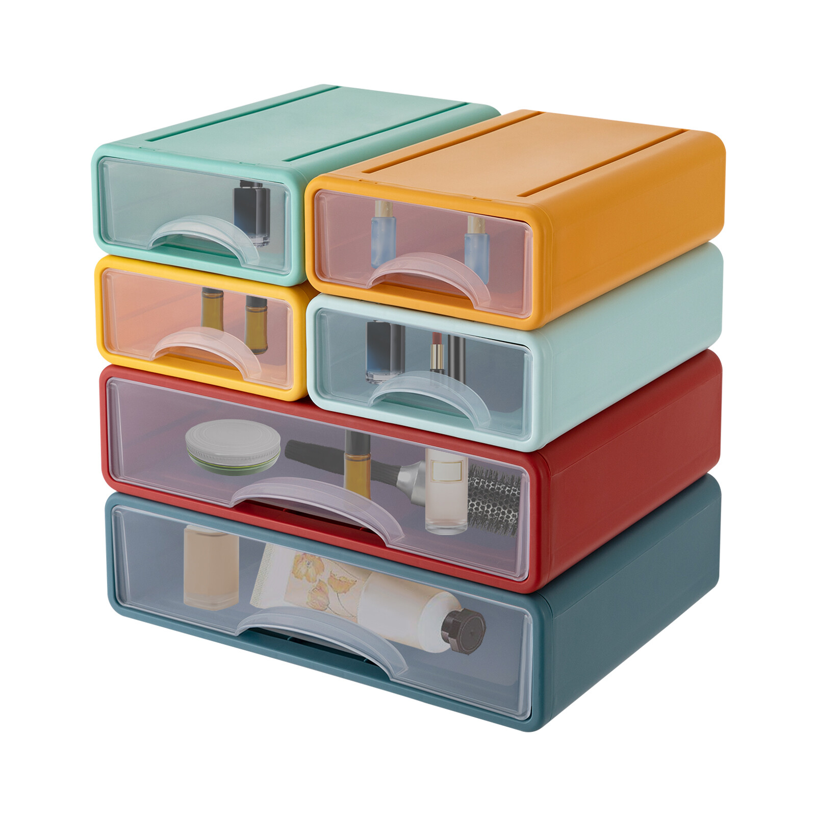 6PCS Drawers Stackable Organizer Case Desktop Drawer Storage Organizers