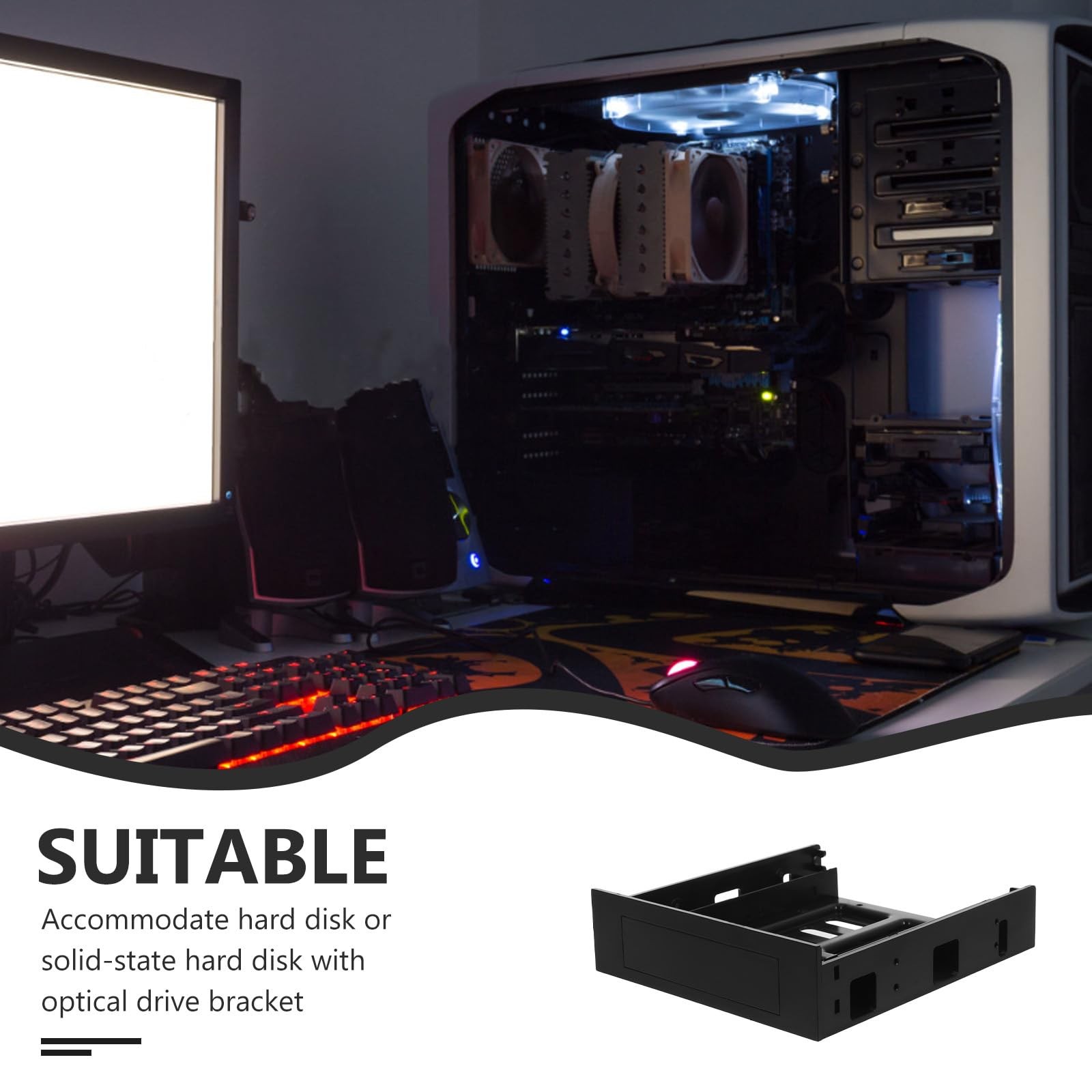 Uonlytech HDD Bracket 3.5 Drive Cage Bay Internal Black