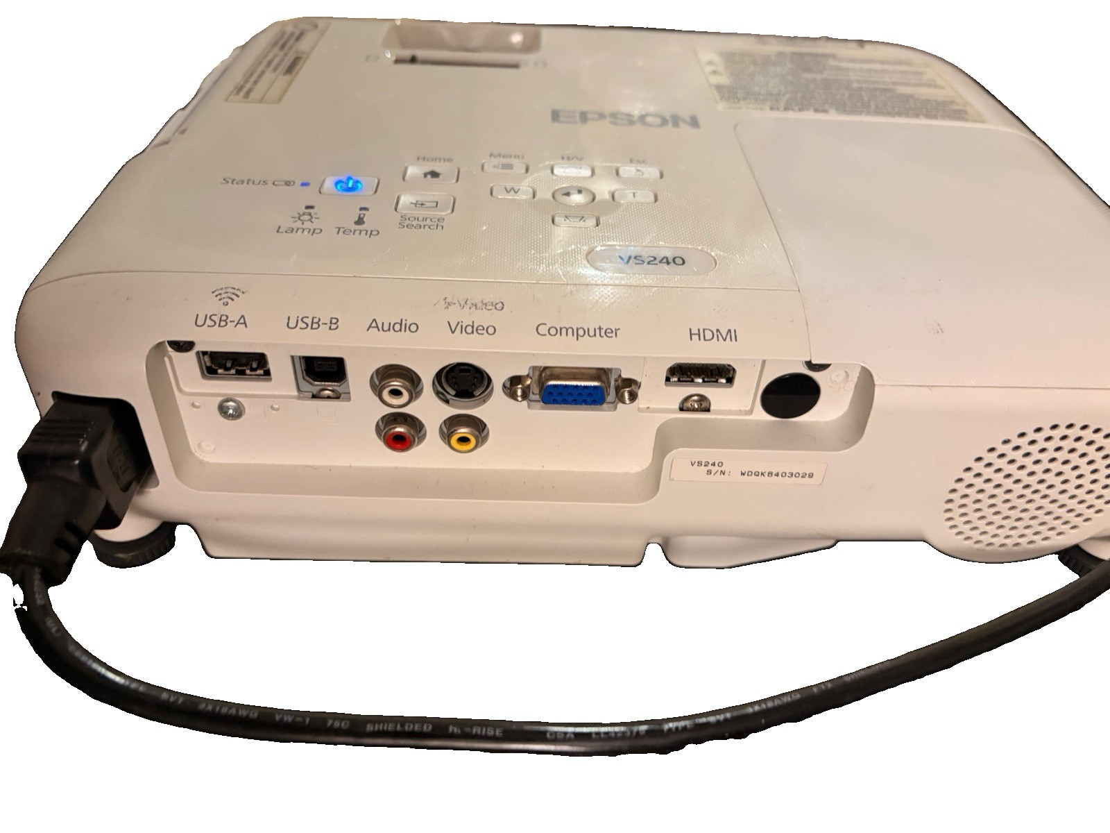 Epson VS240 Projector 3LCD HDMI w/ Power Cable