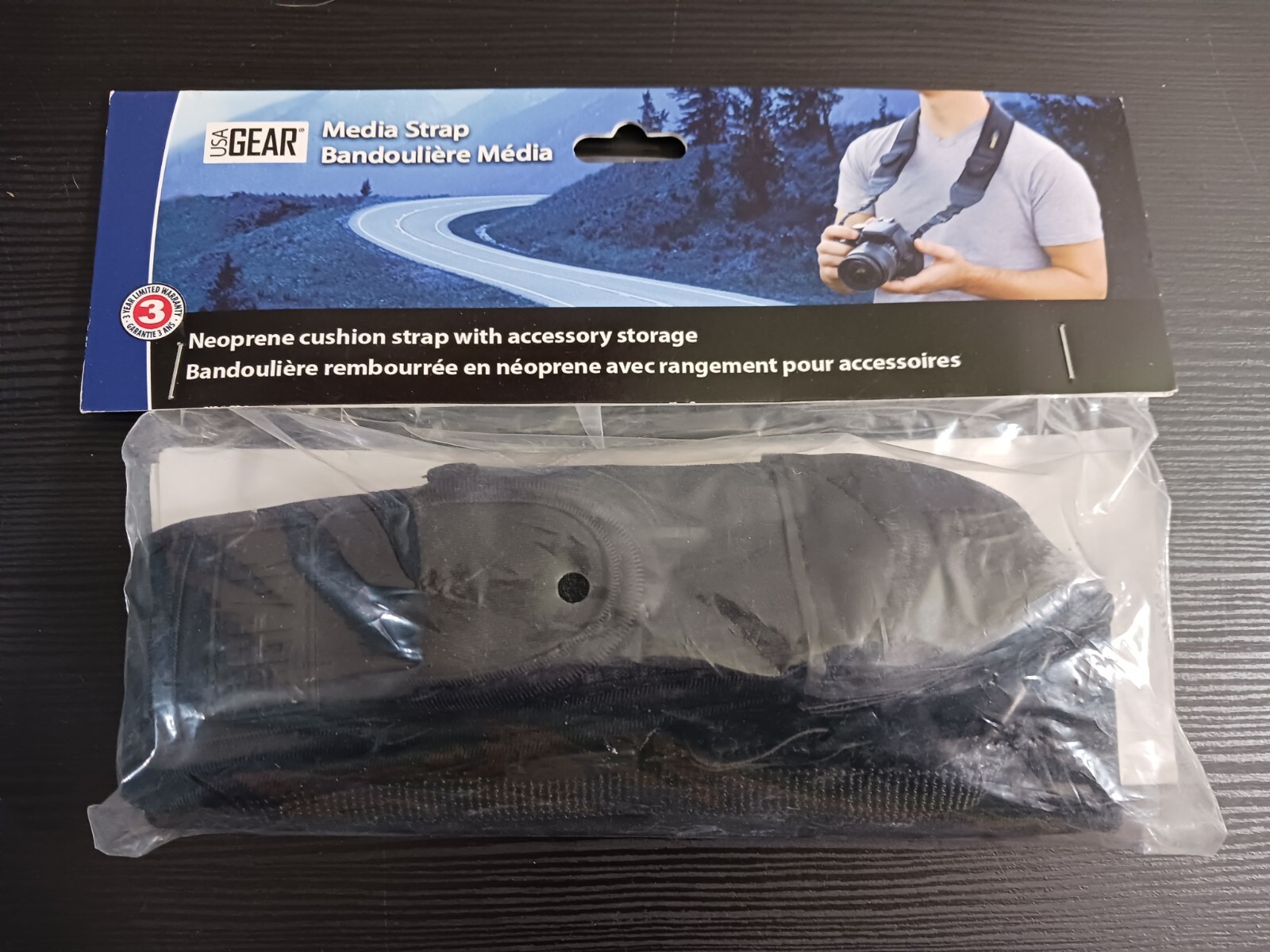 USA GEAR MEDIA BAG STRAP Black Neoprene Cushioned with Storage Pockets NEW