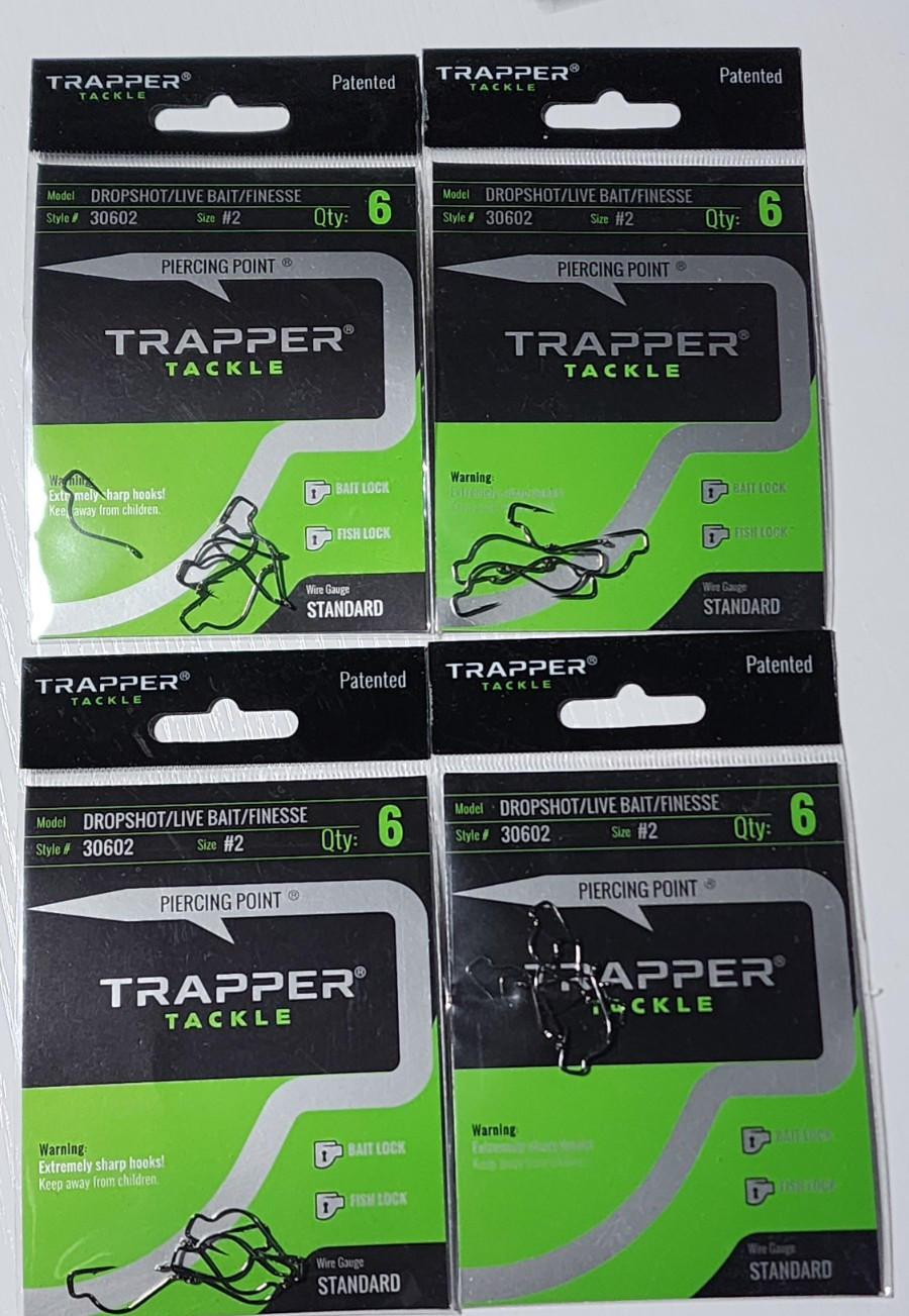 4 NEW Packs Trapper Tackle #2 Drop Shot Live Bait Finesse Worm Hooks 30602
