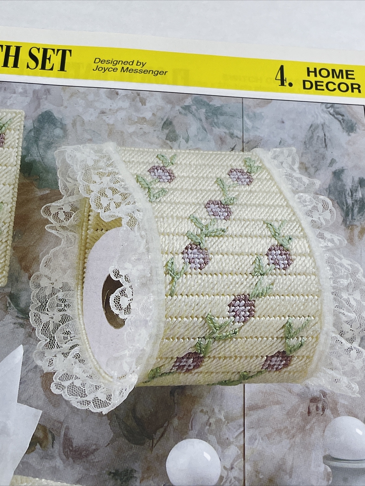 Floral Bath Set Tissue Box Switch Cover Annie's Plastic Canvas Pattern