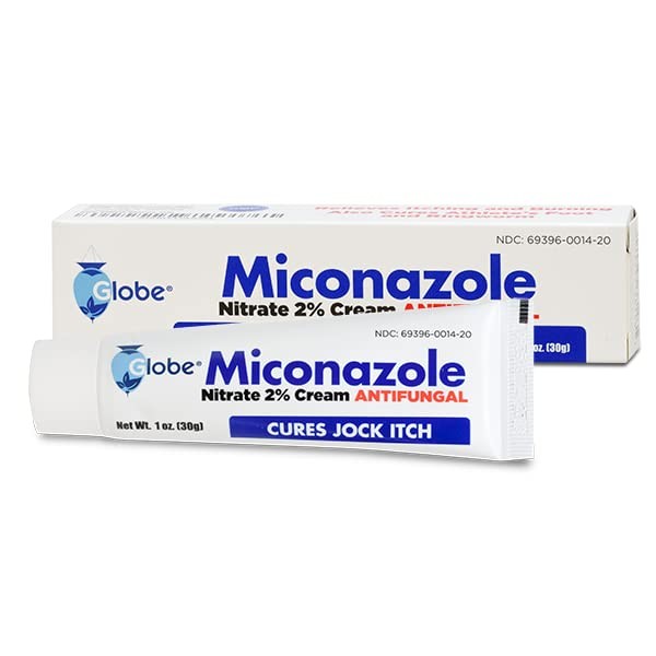 Globe Miconazole Nitrate 2% Antifungal Cream 1 oz, Cures Most Athletes White