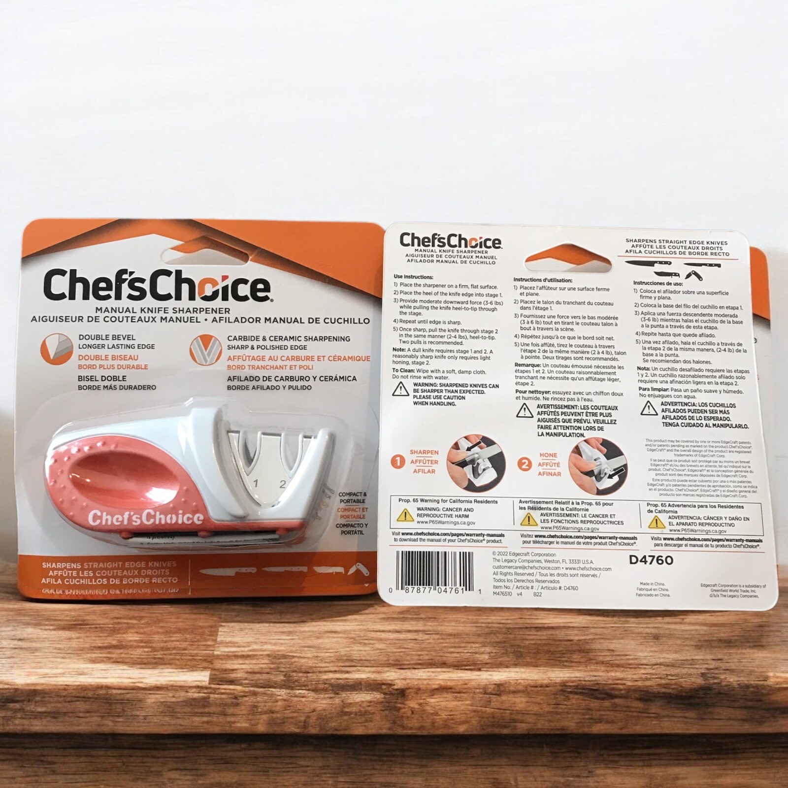 2 Pack Chef's Choice Manual Knife Sharpener Double Bevel Carbide & Ceramic