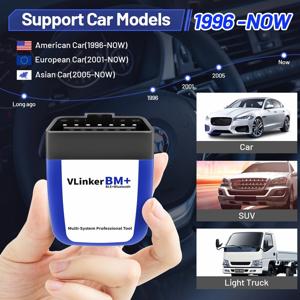 Vgate vLinker BM+ ELM327 OBD2 Diagnostic Scanner Tool BIMMERCODE For IOS Android
