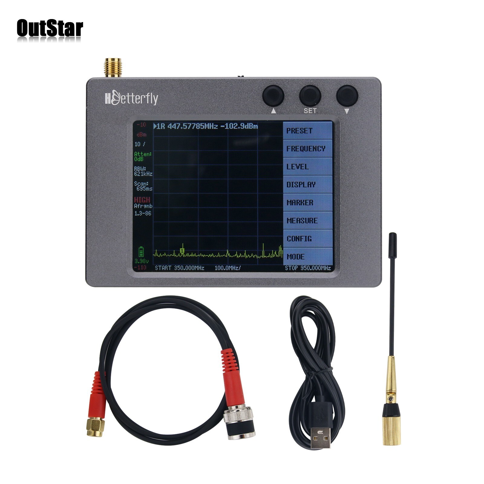 3.2" KN800 Plus 350MHz-950MHz Mic Interference Signal Analyzer Frequency Meter