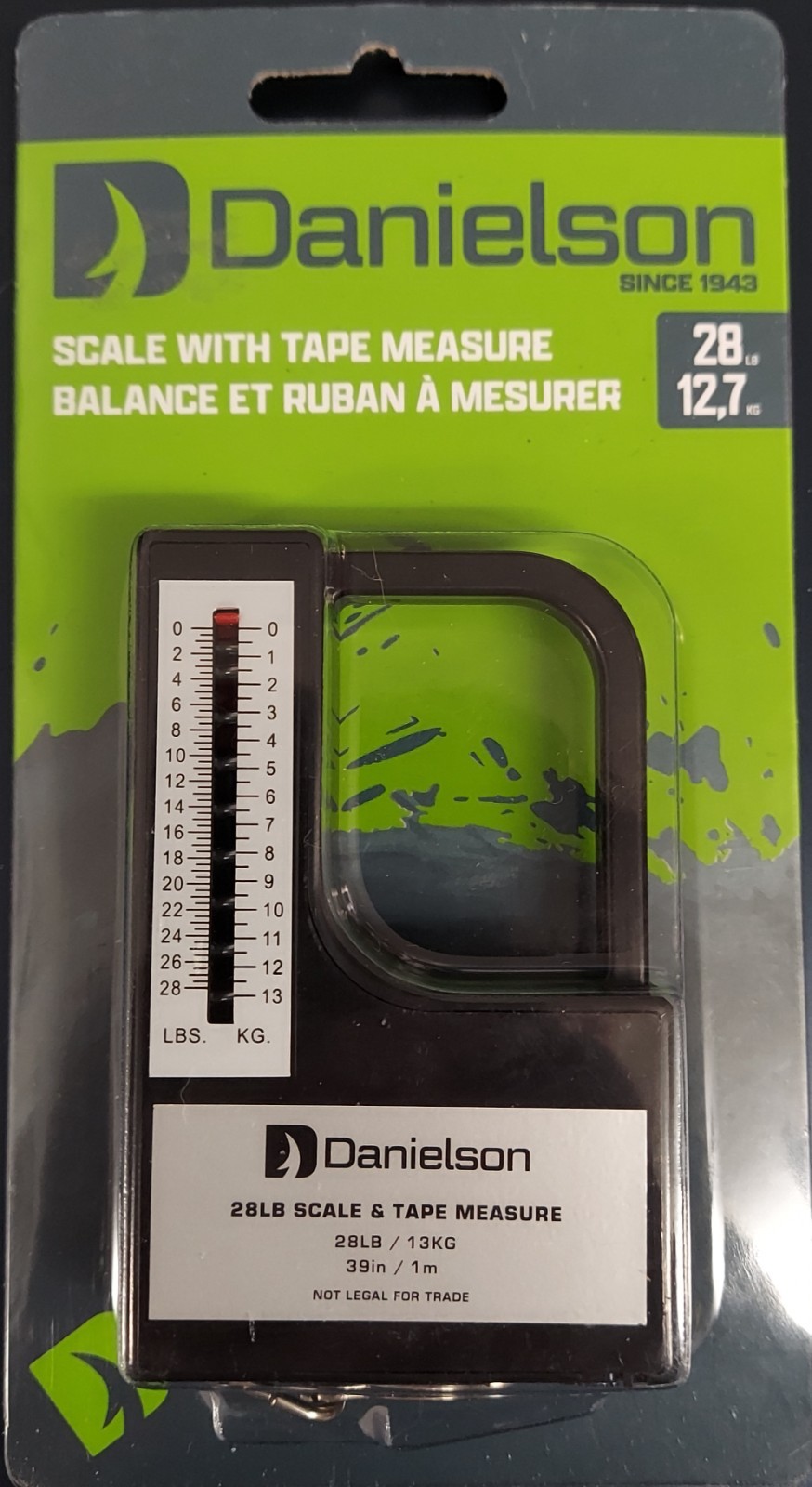 Danielson Fishing Scale 28 lb Scale with 39 inch Tape Measure ~Free Shipping~