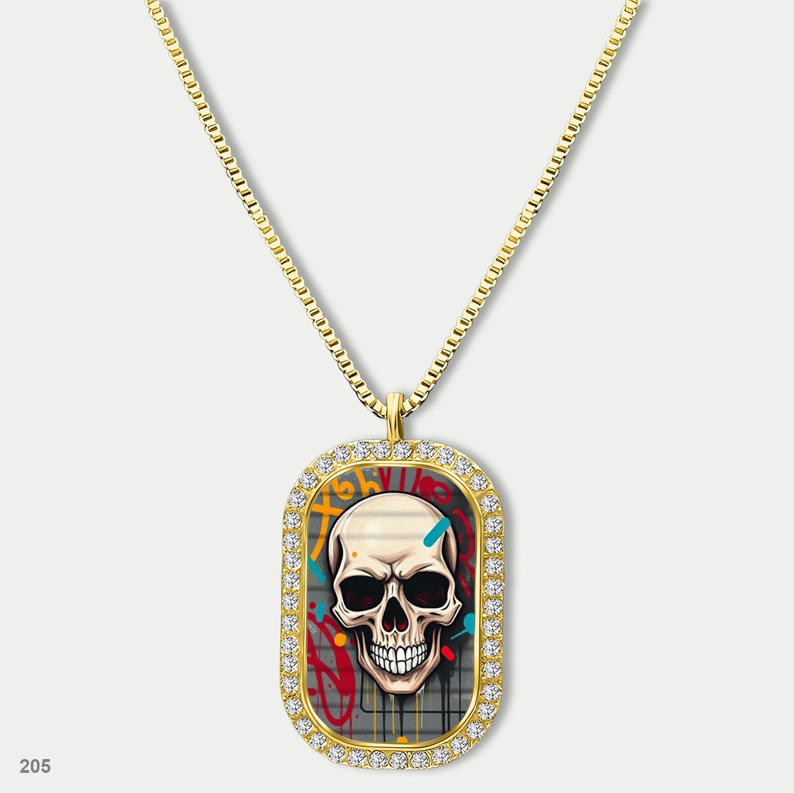 New Skeleton Graffiti Skull Fashion Pendant Necklace Chain Photo Dog Tag Chain G