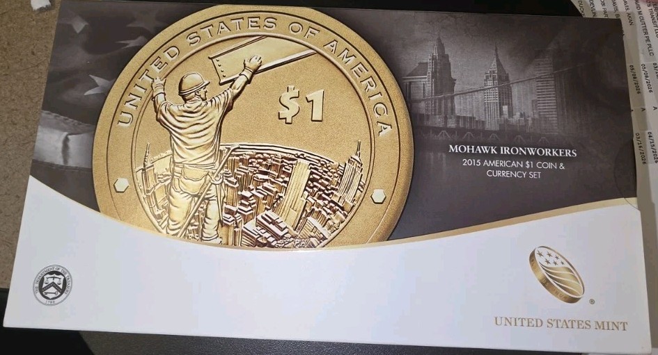 2015 W Native American $1 Mohawk Ironworkers Coin & Currency Set OGP COA