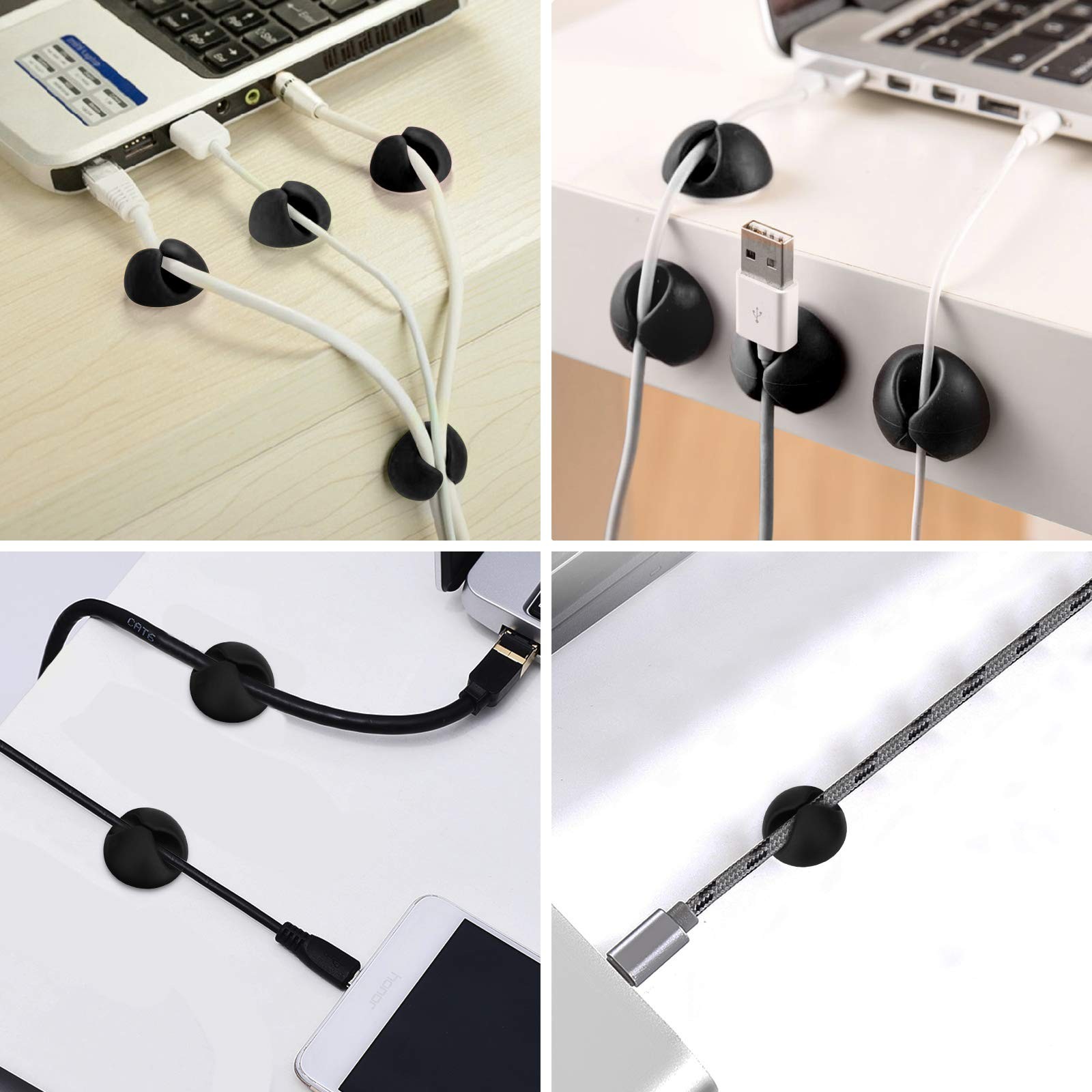 Chefbee 8 Pack Adhesive Cable Clips, Cable Cord Holder Organizer Manag