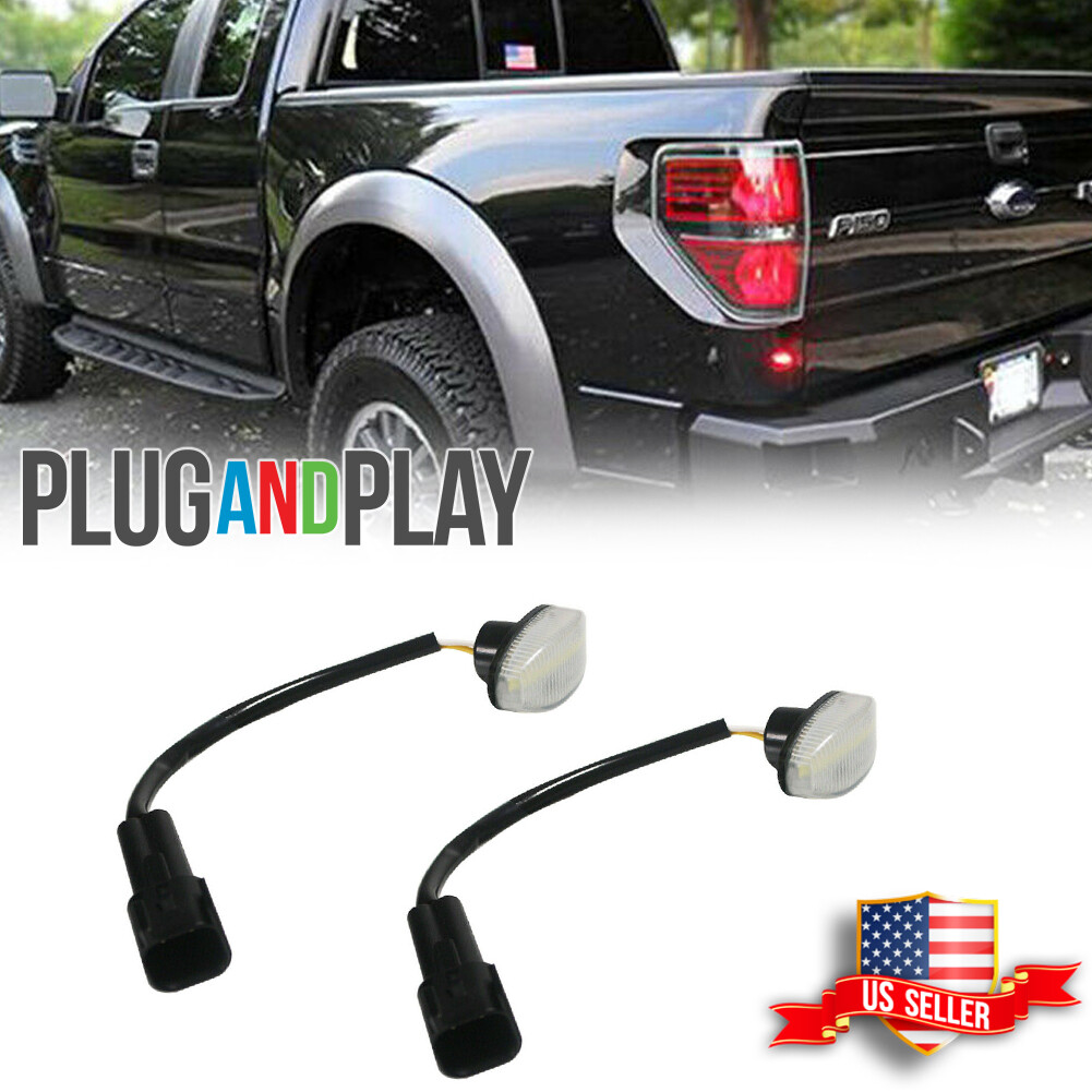 Clear Red LED Rear Bumper Side Marker Lights For 2010-2014 Ford F150 Raptor SVT