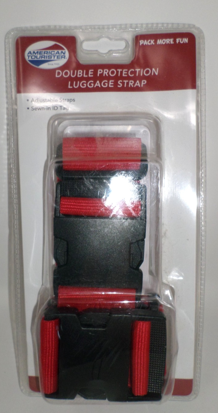 American Tourister Double Protection Luggage Strap Red & Black Adjustable New