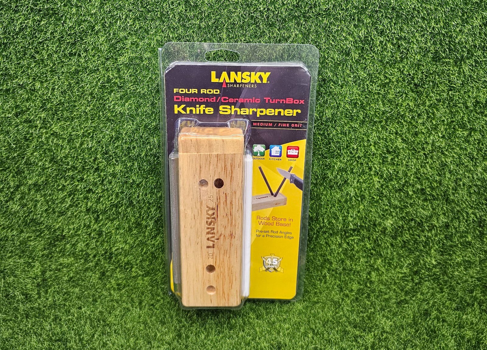Lansky 4-Rod Diamond/Ceramic Turn Box Knife Sharpener Medium Fine Grit - TB-2D2C