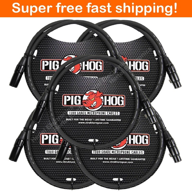 5 Pack Pig Hog PHM3 High Performance 8MM XLR Mic Cable, 3FT LIFETIME WARRANTY!