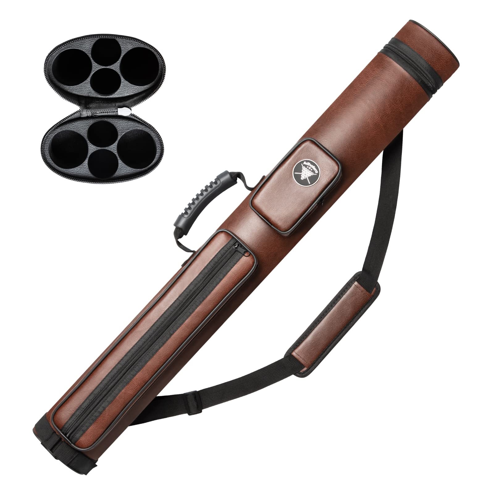 Pool Cue Case, 2 X 2 Hard Pool Stick Case, Made of Faux Leather Billiards Acc...