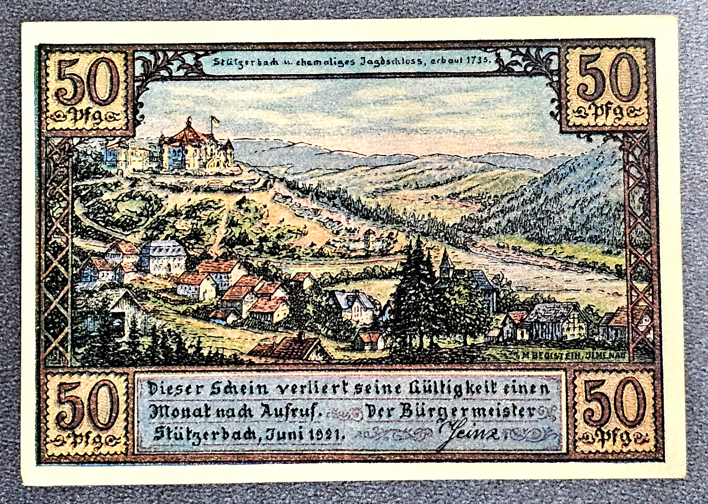 STÜTZERBACH NOTGELD 50 PFENNIG 1921 EMERGENCY MONEY GERMANY BANKNOTE (33838)