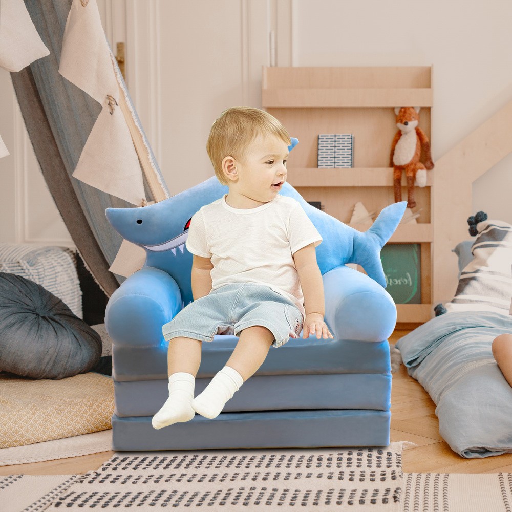 Comfy Toddler Chair Kids Furniture for Playroom Convertible Couch to Lounger