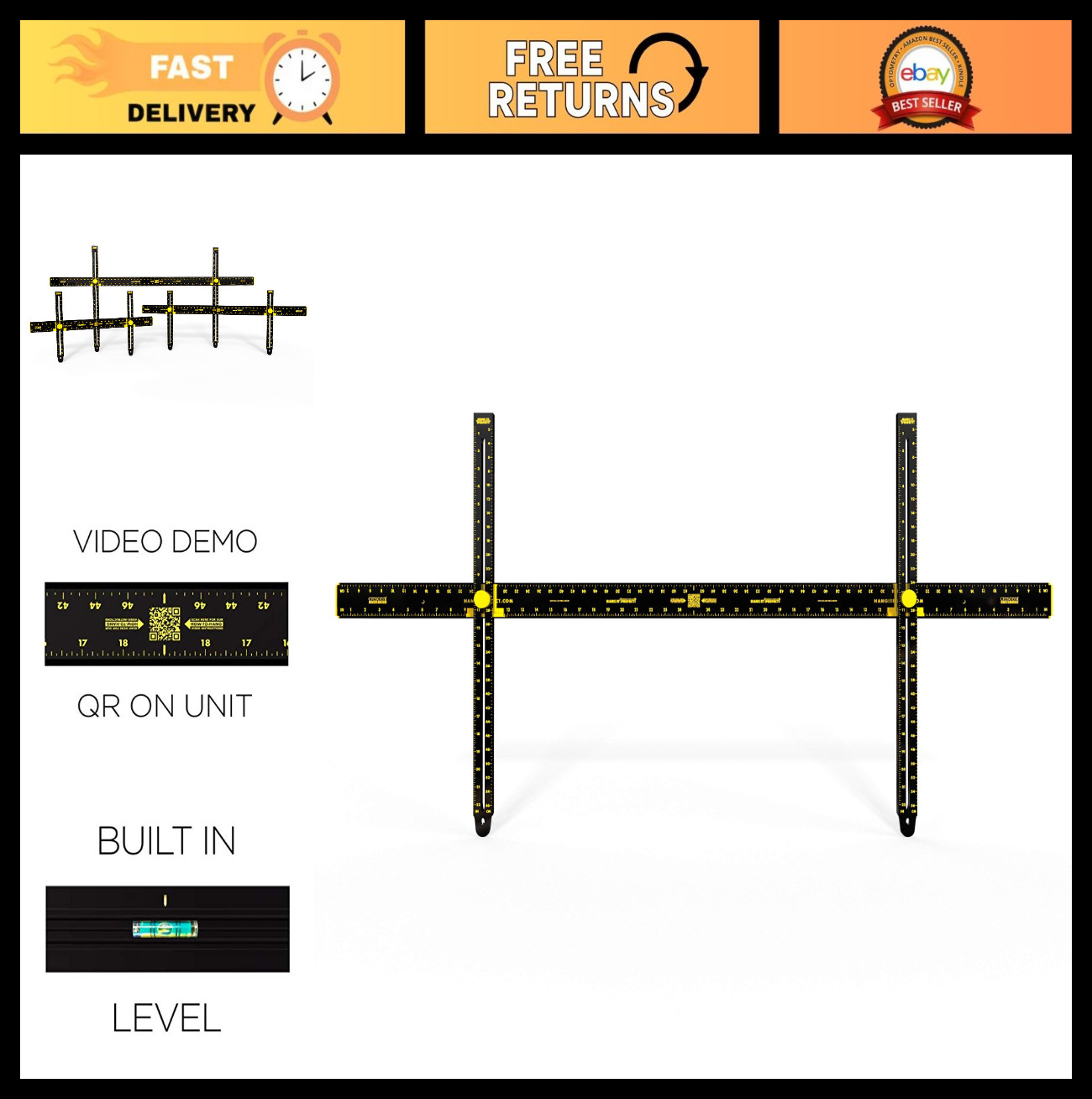 48-Inch Wall Hanging Tool with Level - Perfect for Picture Frames & Art