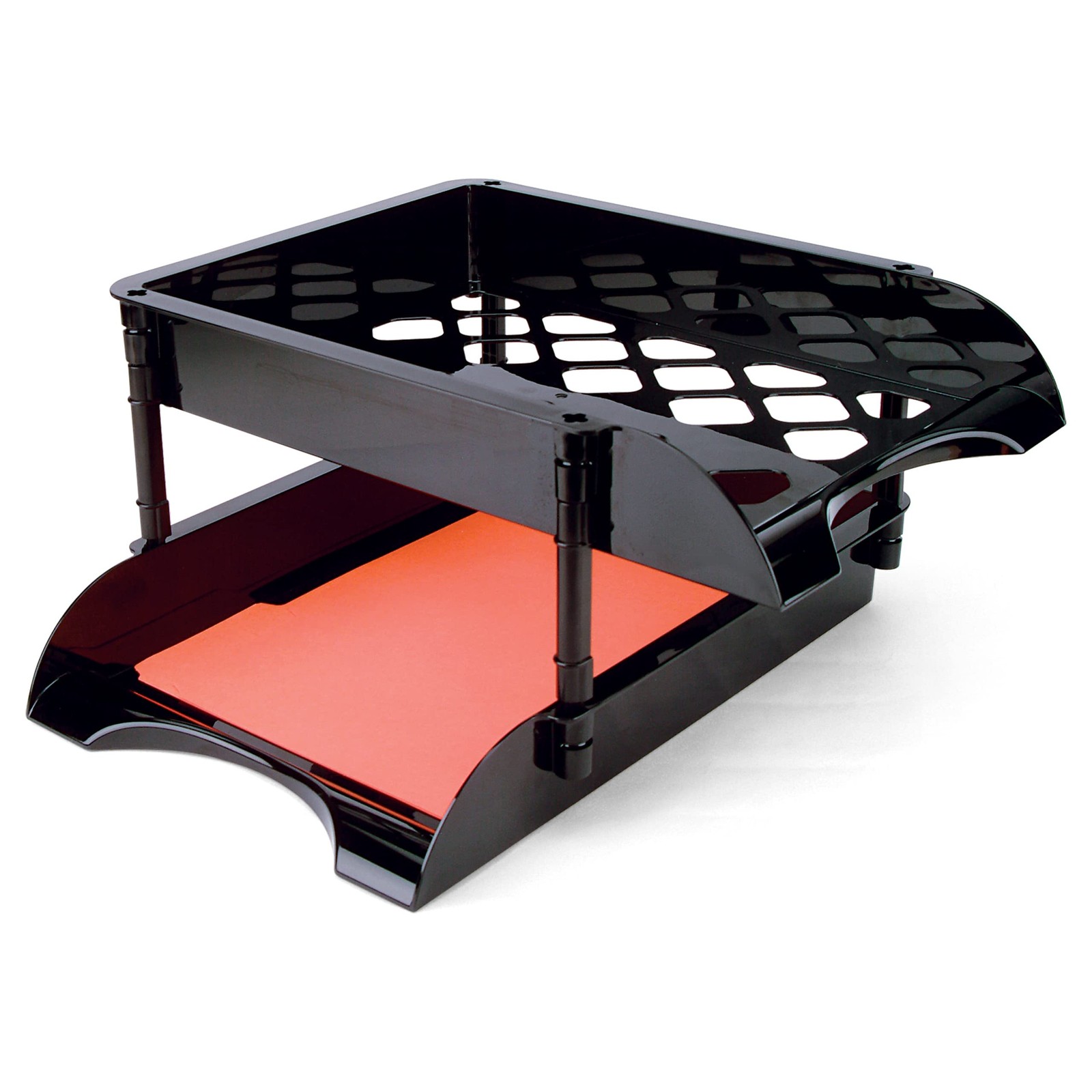 21072 Black Unbreakable High Capacity Letter Legal Paper Tray Set 2 PCS