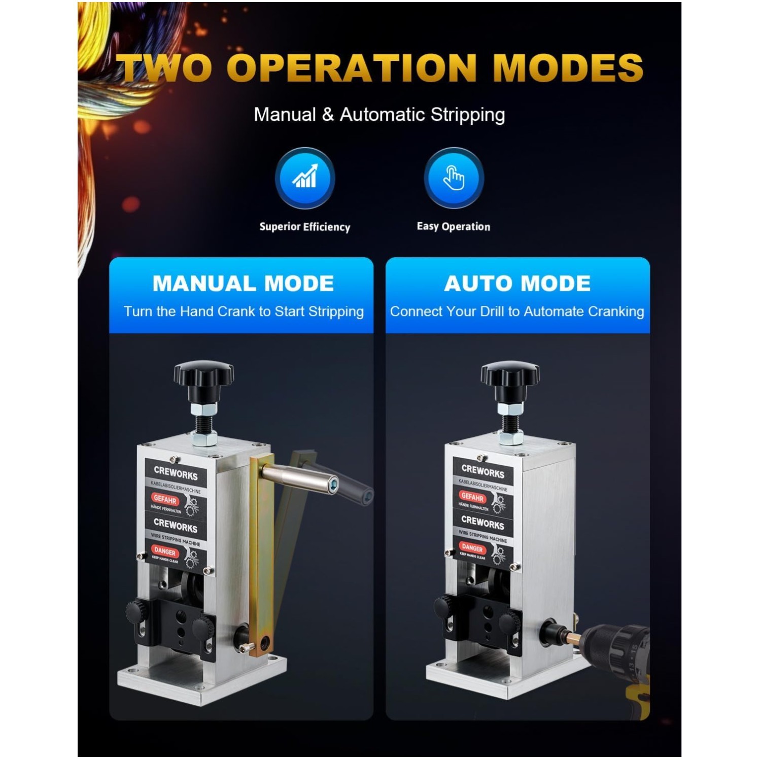 Drill Powered Wire Stripping Tool - 3 Feed Holes