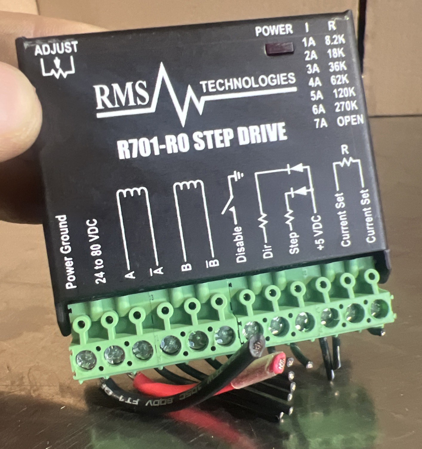 RMS Technologies R701-R0 Step Drive 24-80v DC, 1-7A Output, 2000 Steps (071525)