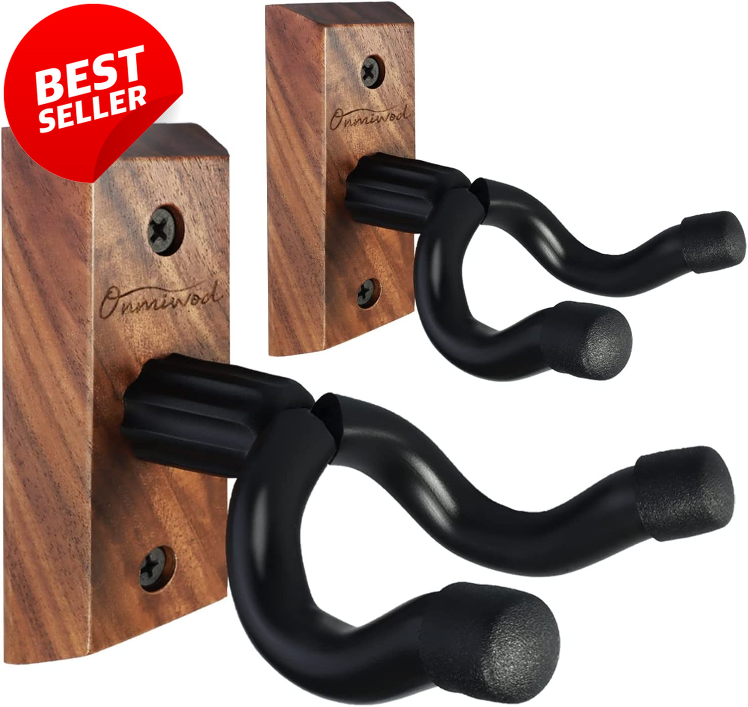 2 Pack Guitar Wall Mount Black Walnut U-Shaped Hanger Holder for Acoustic - US