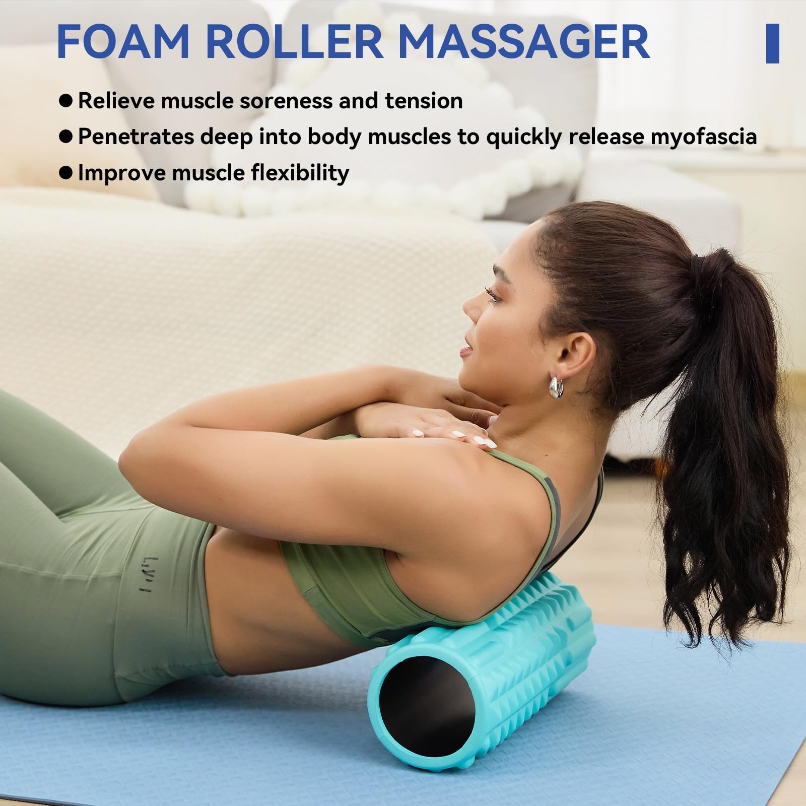 5 in 1 Foam Roller Set - Back Roller Foam, Massage Roller Stick, Massage Ball...