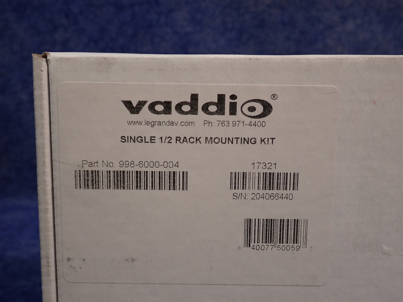 Vaddio 998-6000-004 Single 1/2 Rack Mounting Kit (G136)