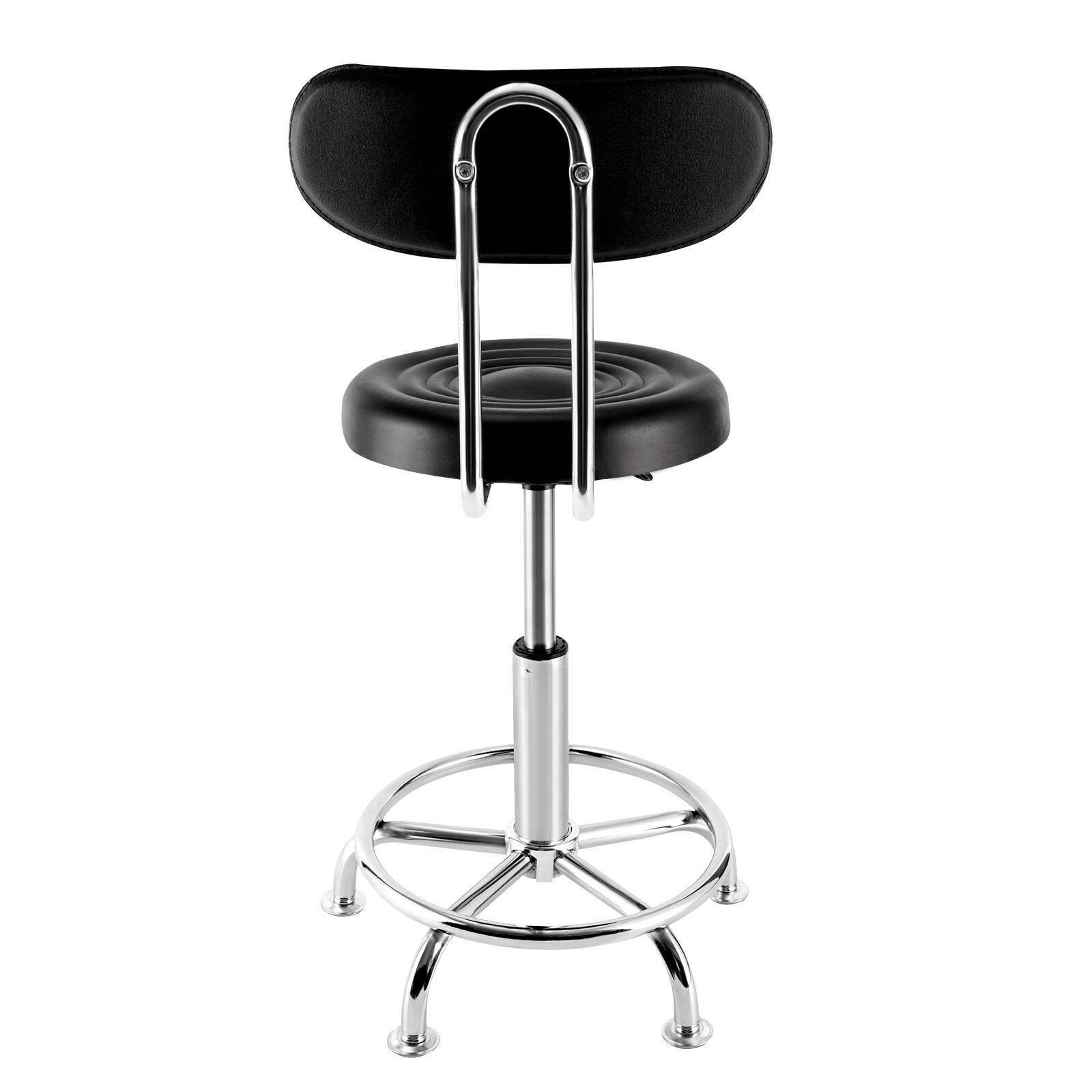 Leather Stool Work Shop Seat Chair Height Adjustable Garage Stool With Backrest
