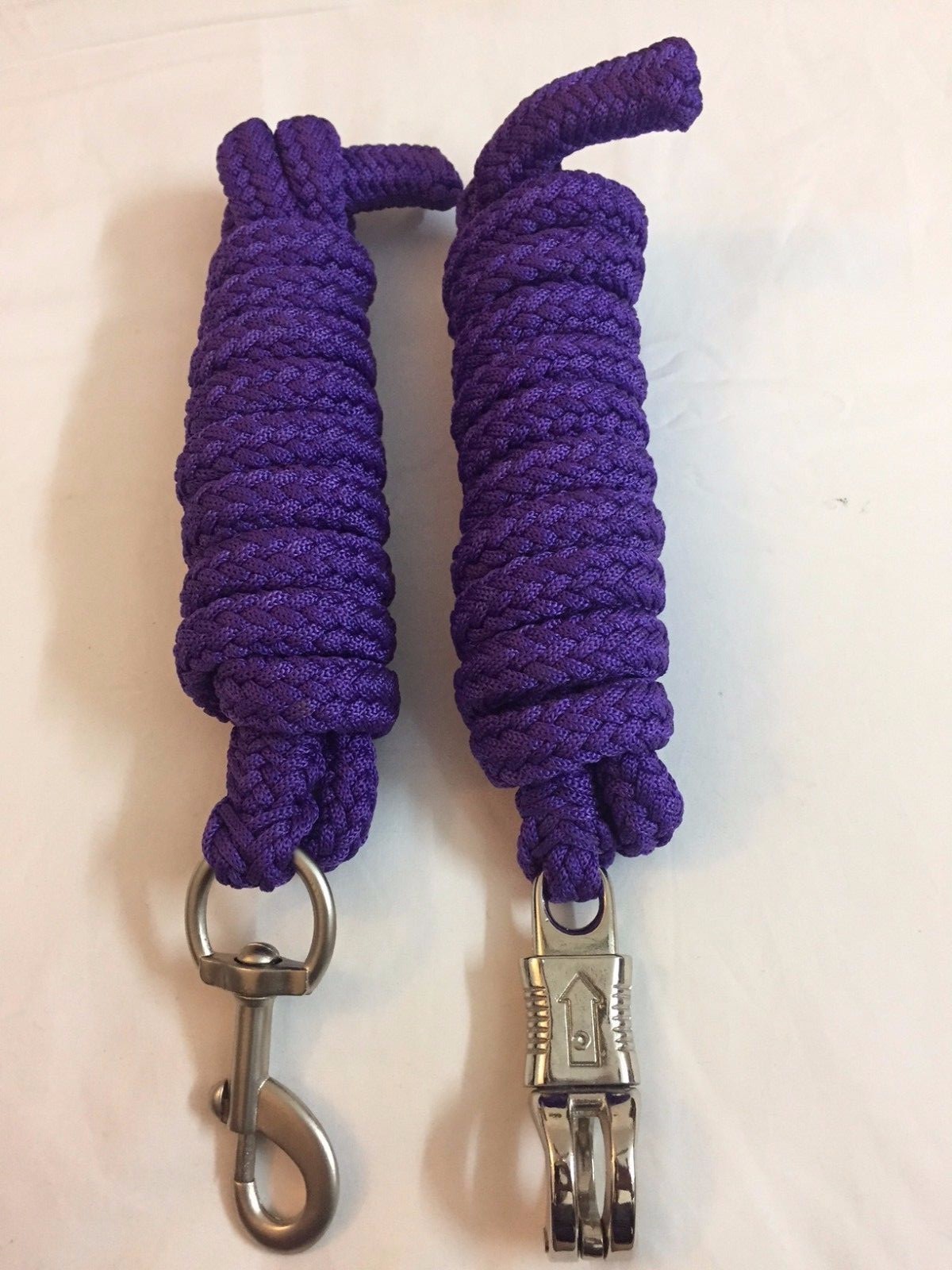 Western Set of 2 Nylon Braided and Knotted Horse Leads with Steel Snaps