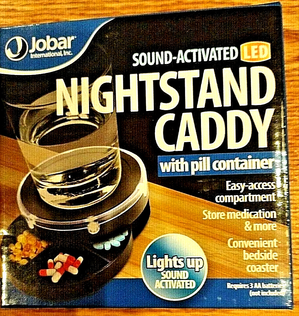 LED Lighted Pill Holder  Nightstand Caddy with Pill Storage Sound Activated