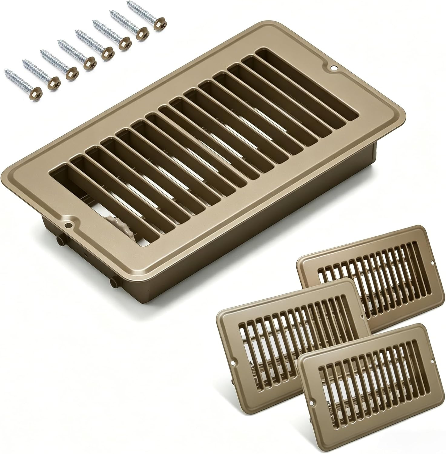 4 Pack 4"X8" Metal Floor Register Vents, Heavy Duty RV & Mobile Home Floor Heate